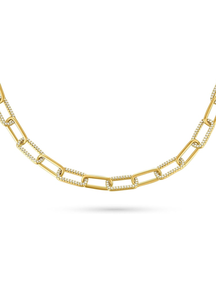 Beaverbrooks Yellow Gold Plated Cubic Zirconia Paperchain Bracelet - Image 2 of 4 Beaverbrooks Yellow Gold Plated Cubic Zirconia Paperchain Bracelet - Image 2 of 4