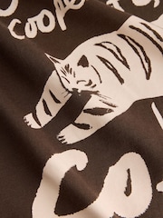 Chocolate Brown Graphic Print Short Sleeve Balloon Trousers Pyjamas - Image 10 of 11