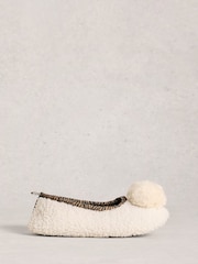 White Stuff White Pom Ballet Slippers - Image 1 of 4