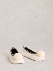 White Stuff White Pom Ballet Slippers - Image 2 of 4