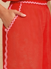 Love & Roses Red Ric Rac Trim Shorts - Image 2 of 5