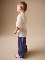 Burgundy Red Wide Leg Side Stripe Joggers (3mths-7yrs) - Image 1 of 9