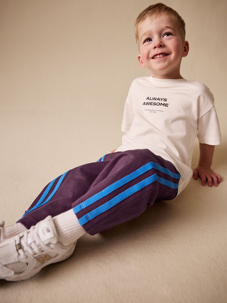 Burgundy Red Wide Leg Side Stripe Joggers (3mths-7yrs) - Image 2 of 9