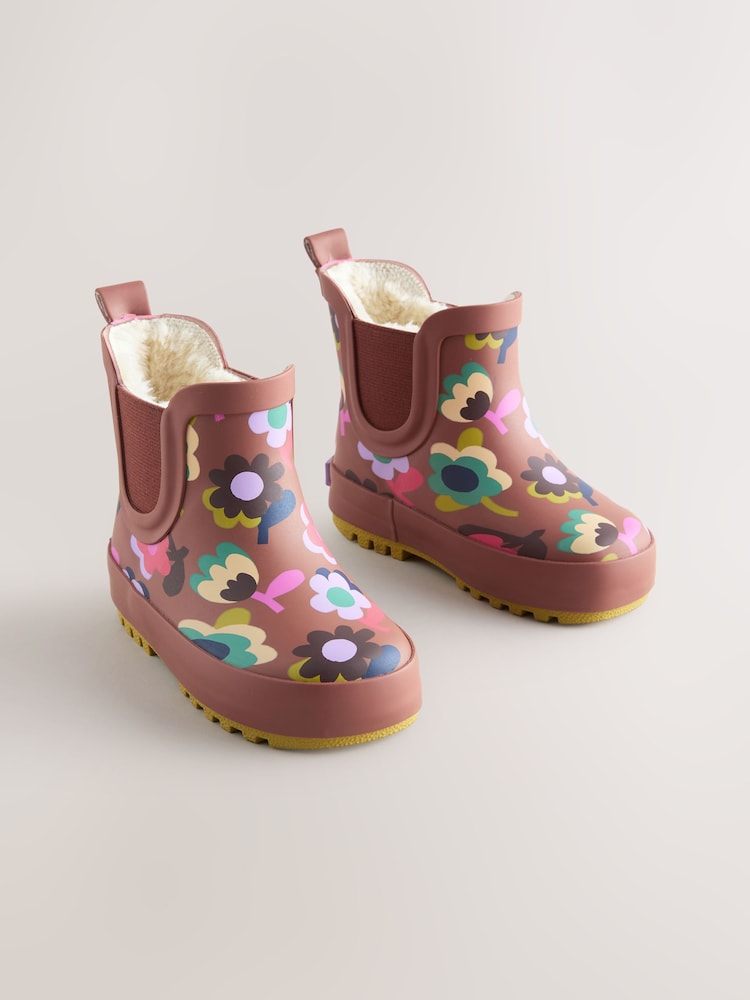 Brown Floral Chelsea Wellies - Image 1 of 6 Brown Floral Chelsea Wellies - Image 1 of 6