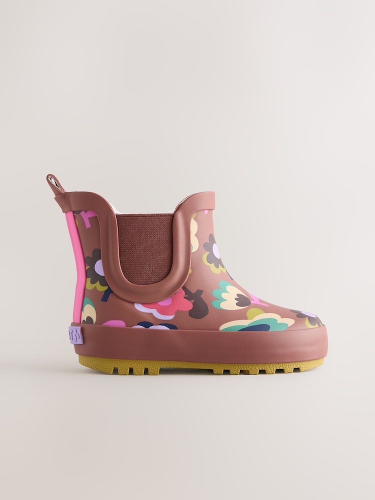 Brown Floral Chelsea Wellies - Image 2 of 6 Brown Floral Chelsea Wellies - Image 2 of 6