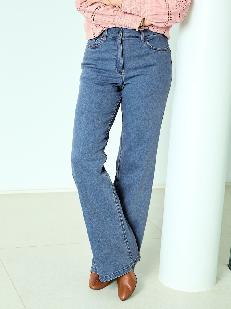 Cotton Traders Light Blue Wide Leg Jeans - Image 1 of 4 Cotton Traders Light Blue Wide Leg Jeans - Image 1 of 4