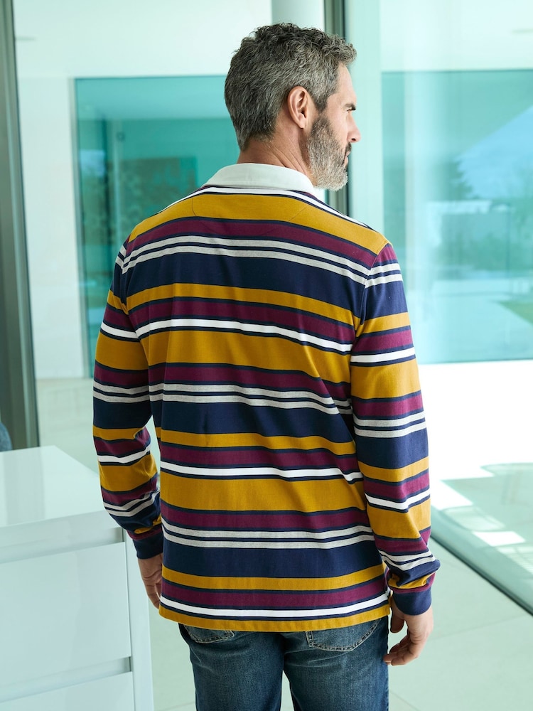 Cotton Traders Gold Long Sleeve Heritage Rugby Shirt - Image 2 of 4 Cotton Traders Gold Long Sleeve Heritage Rugby Shirt - Image 2 of 4