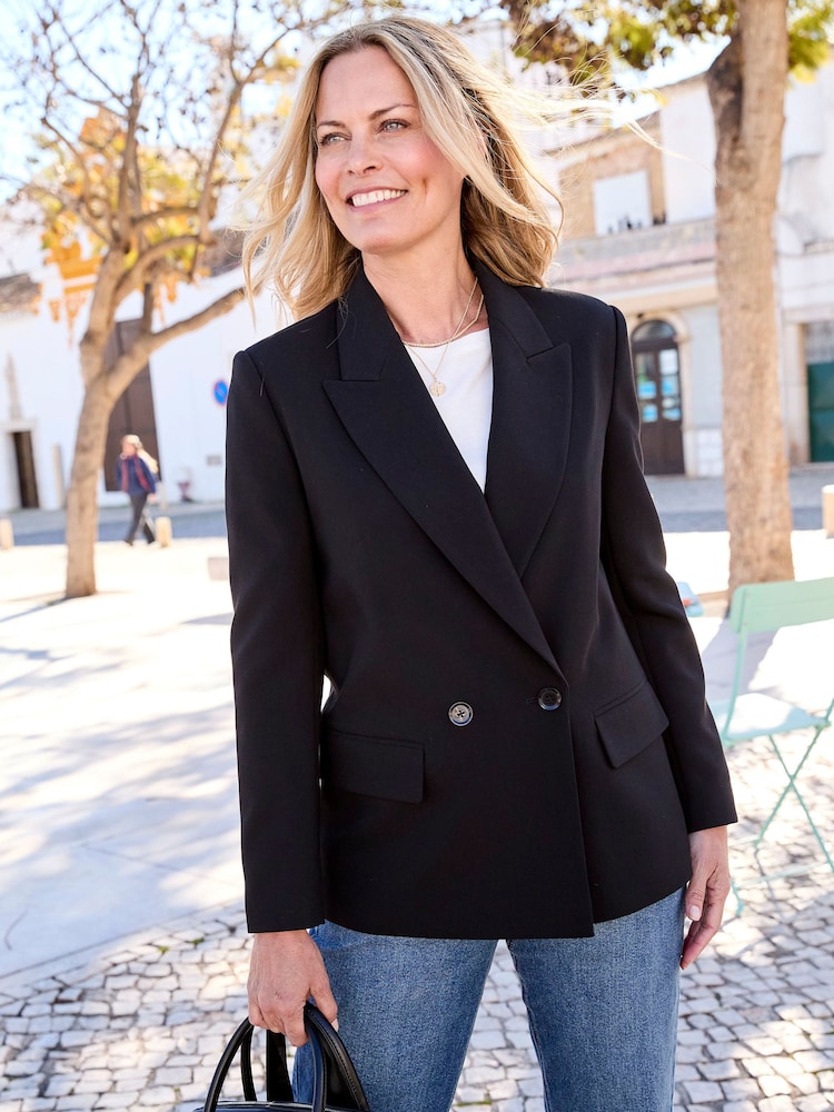 Cotton Traders Black Double Breasted Blazer - Image 1 of 5 Cotton Traders Black Double Breasted Blazer - Image 1 of 5