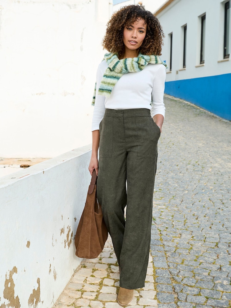 Cotton Traders Green Wide Leg Cord Trousers - Image 4 of 4 Cotton Traders Green Wide Leg Cord Trousers - Image 4 of 4
