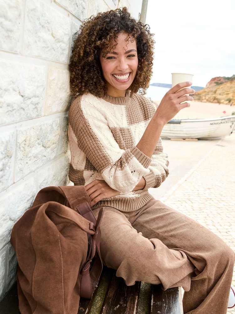 Cotton Traders Brown Patchwork Jumper - Image 4 of 4 Cotton Traders Brown Patchwork Jumper - Image 4 of 4