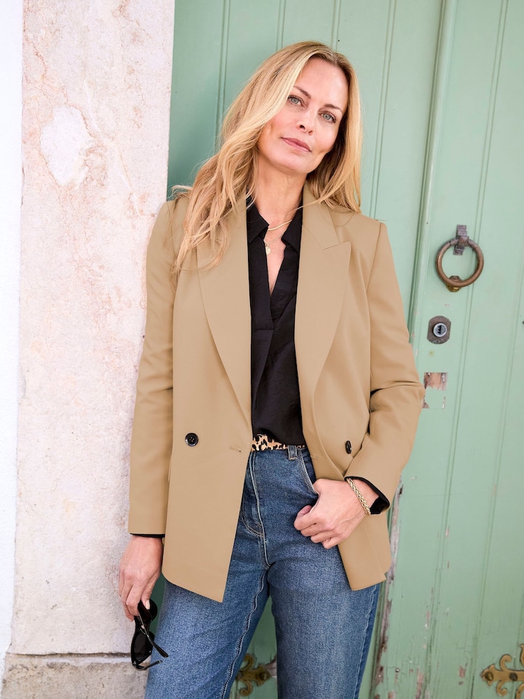 Cotton Traders Brown Double Breasted Blazer - Image 1 of 5 Cotton Traders Brown Double Breasted Blazer - Image 1 of 5