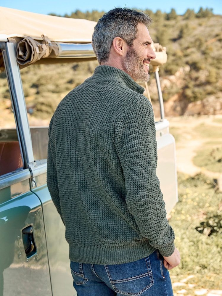 Cotton Traders Green Sherpa Trim Cardigan - Image 2 of 5 Cotton Traders Green Sherpa Trim Cardigan - Image 2 of 5