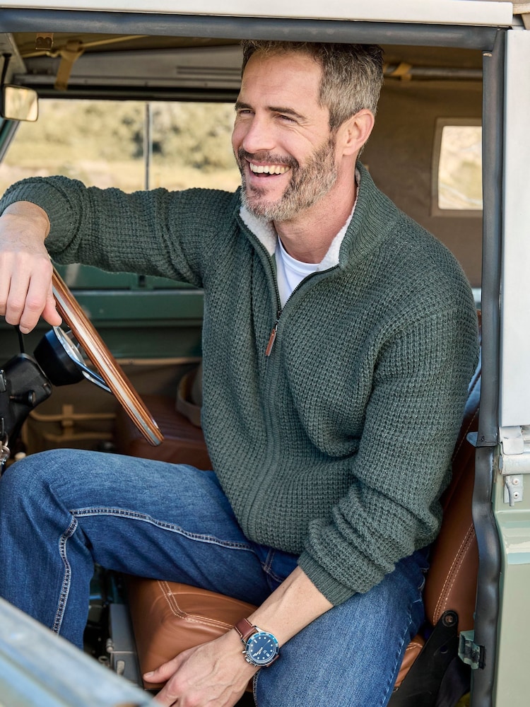 Cotton Traders Green Sherpa Trim Cardigan - Image 5 of 5 Cotton Traders Green Sherpa Trim Cardigan - Image 5 of 5