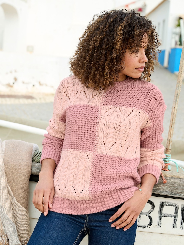 Cotton Traders Pink Patchwork Jumper - Image 4 of 4 Cotton Traders Pink Patchwork Jumper - Image 4 of 4