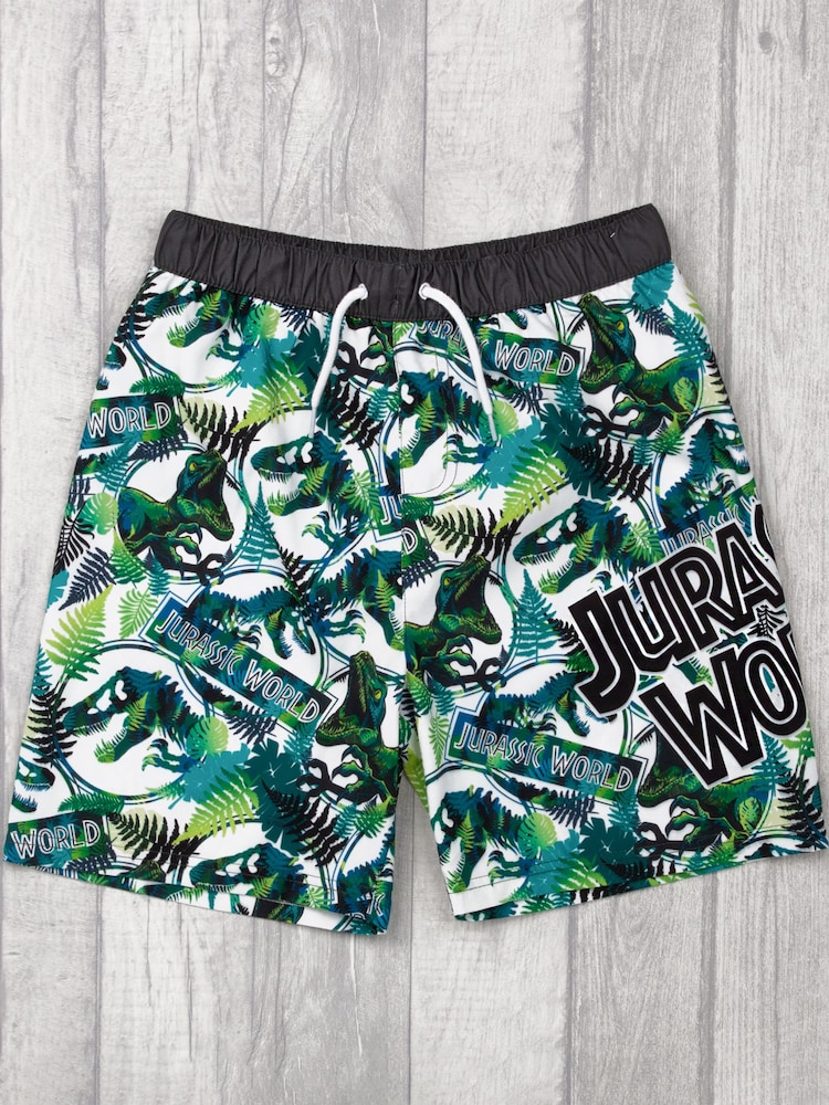 Vanilla Underground Green Jurassic World Logo Swim Shorts - Image 1 of 6 Vanilla Underground Green Jurassic World Logo Swim Shorts - Image 1 of 6