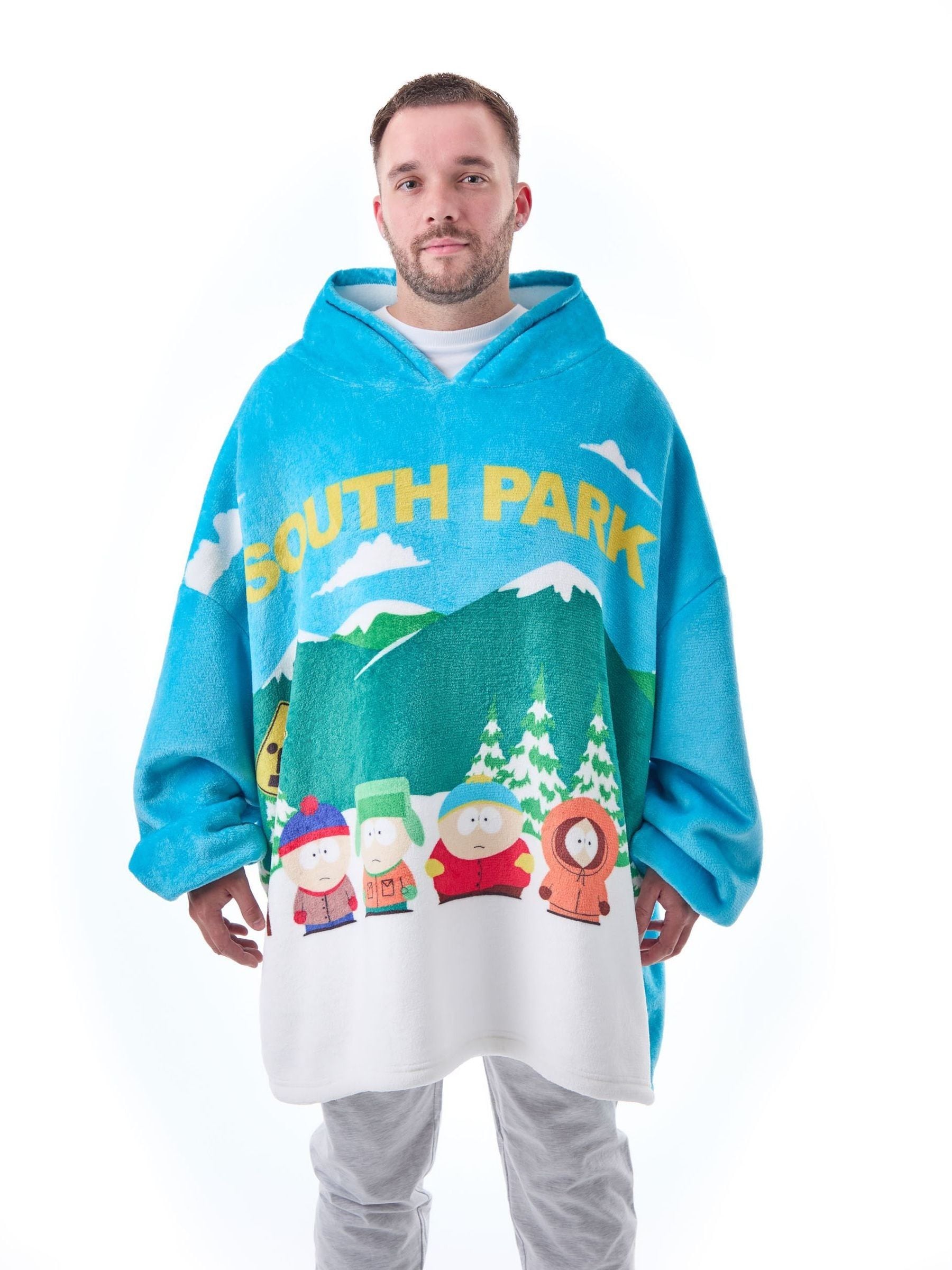 Vanilla Underground Men's Blue South Park Bus Stop Scene Blanket Hoodie - Image 4