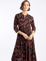 Weird Fish Brown Hellen Printed Crepe Shirt Dress - Image 2 of 9
