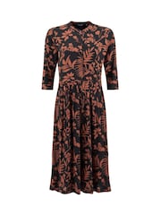 Weird Fish Brown Hellen Printed Crepe Shirt Dress - Image 8 of 9