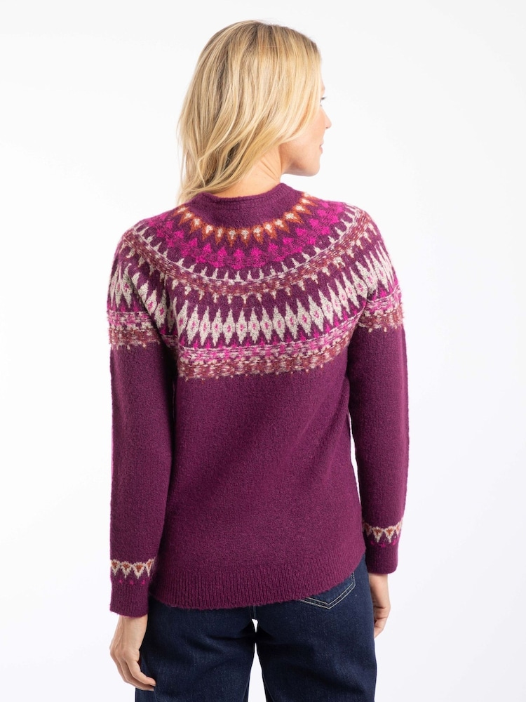 Weird Fish Purple Lowell Fair Isle Pattern Jumper - Image 2 of 7 Weird Fish Purple Lowell Fair Isle Pattern Jumper - Image 2 of 7
