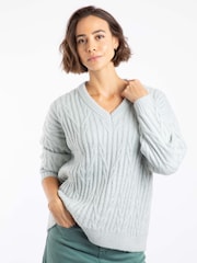 Azul - Weird Fish Ambius Cable Knit Sparkle Jumper - Imagen 4 de 8