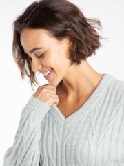 Azul - Weird Fish Ambius Cable Knit Sparkle Jumper - Imagen 5 de 8