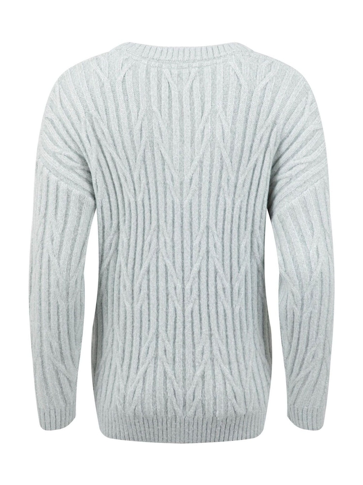 Weird Fish Blue Ambius Cable Knit Sparkle Jumper - Image 8 of 8 Weird Fish Blue Ambius Cable Knit Sparkle Jumper - Image 8 of 8