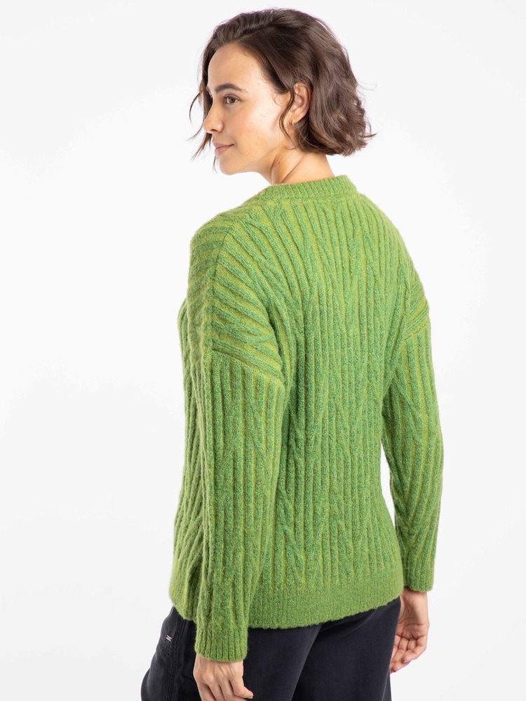 Weird Fish Brown Ambius Cable Knit Sparkle Jumper - Image 2 of 7 Weird Fish Brown Ambius Cable Knit Sparkle Jumper - Image 2 of 7