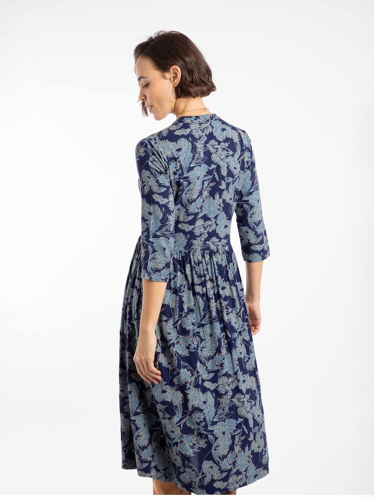 Weird Fish Blue Hellen Printed Crepe Shirt Dress - Image 2 of 8 Weird Fish Blue Hellen Printed Crepe Shirt Dress - Image 2 of 8