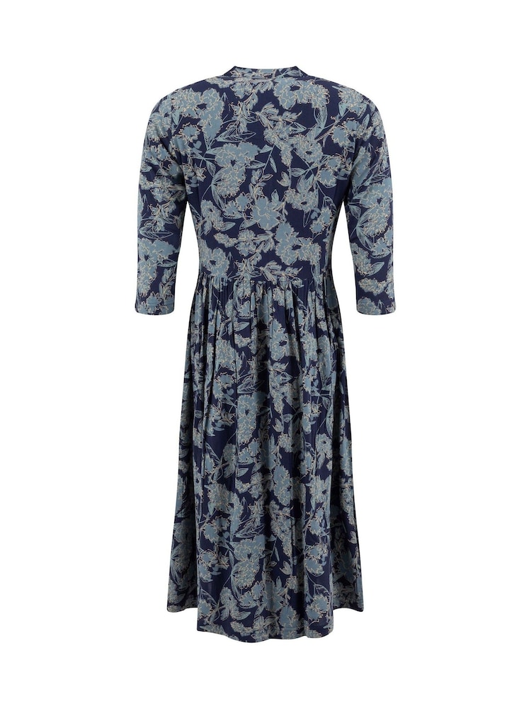 Weird Fish Blue Hellen Printed Crepe Shirt Dress - Image 8 of 8 Weird Fish Blue Hellen Printed Crepe Shirt Dress - Image 8 of 8