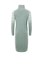 Weird Fish Green Ezzie Fair Isle Pattern Roll Neck Knitted Dress - Image 8 of 8