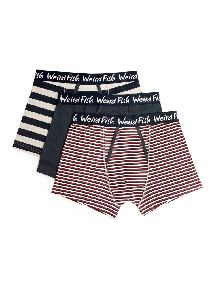 Weird Fish Blue Ashridge Boxer Shorts 3 Pack - Image 2 of 8 Weird Fish Blue Ashridge Boxer Shorts 3 Pack - Image 2 of 8