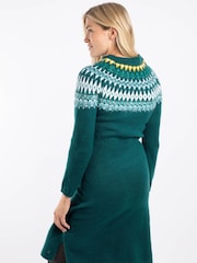 Weird Fish Blue Dutton Fairisle Pattern Knitted Jumper Dress - Image 3 of 7