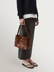 St Agni Brown Woven Mini Tote Bag - Image 4 of 7