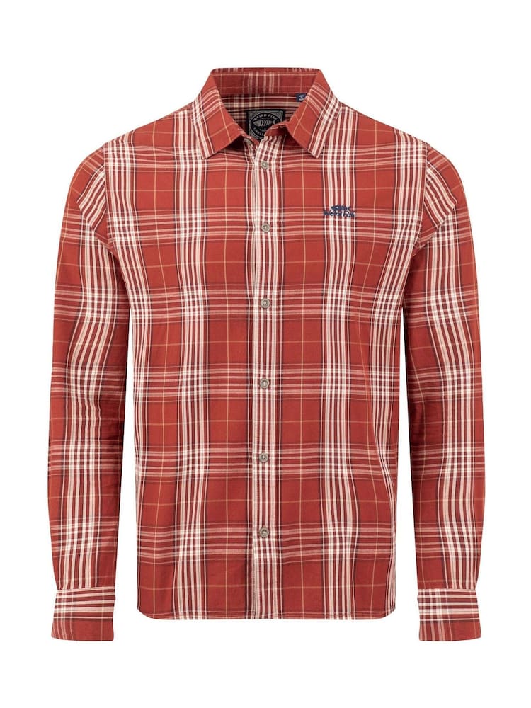 Weird Fish Orange Lando Long Sleeve Check Shirt - Image 5 of 5 Weird Fish Orange Lando Long Sleeve Check Shirt - Image 5 of 5