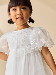 White Embroidered Mesh Ocassion Dress (3mths-8yrs) - Image 2 of 7