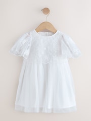 White Embroidered Mesh Ocassion Dress (3mths-8yrs) - Image 4 of 7