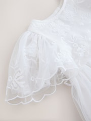 White Embroidered Mesh Ocassion Dress (3mths-8yrs) - Image 7 of 7