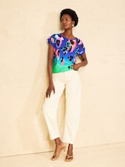 Love & Roses Blue and Green Anima Print Ombre Crew Neck Jersey T-Shirt - Image 3 of 4