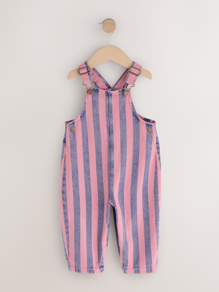 Pink / Navy Blue Denim Dungarees (3mths-7yrs) - Image 1 of 5