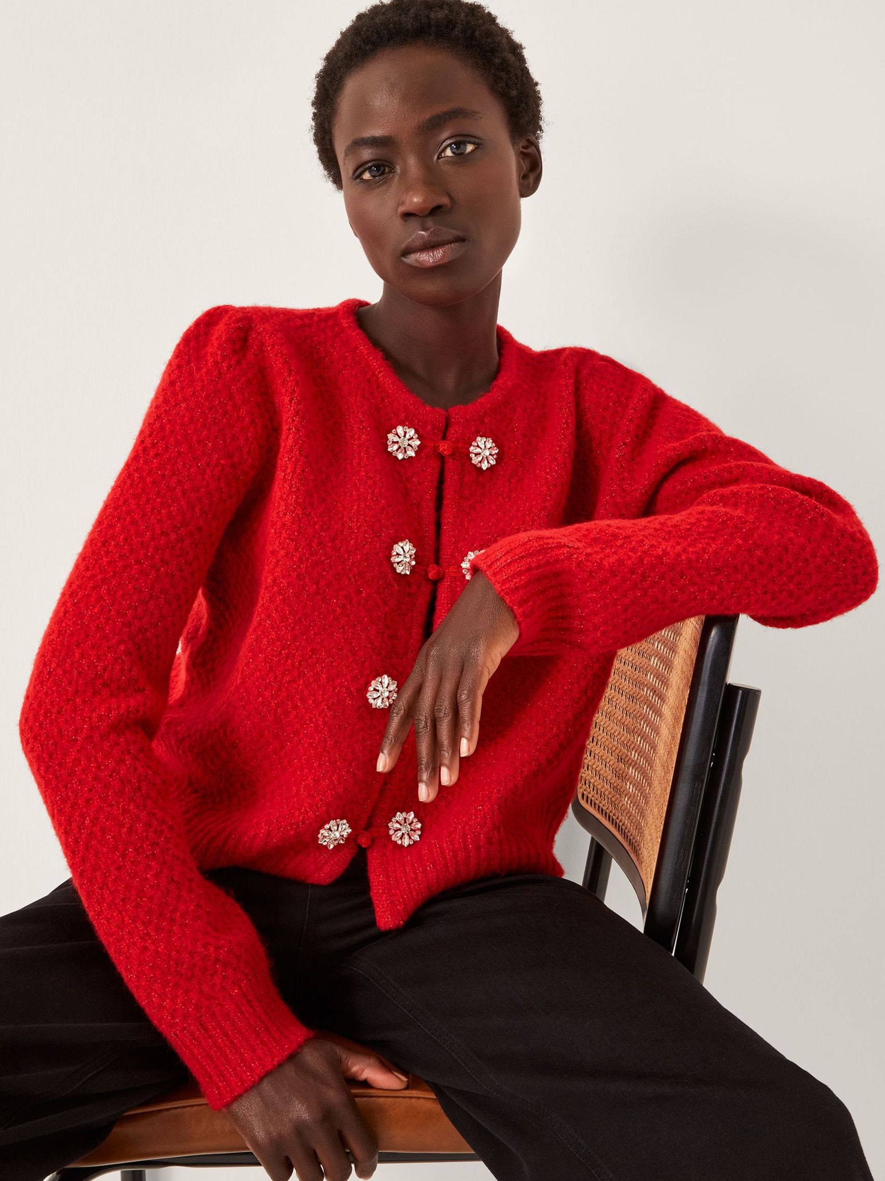 Buy Monsoon Red Fessa Jewel Brooch Cardigan from the Next UK