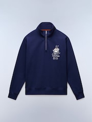 Napapijri Mavi Qrafik Çap 1/4 Fermuarlı Sweatshirt - 6şəkildən 5 şəkil