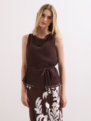 Phase Eight Brown Hazel Silk Top - Image 1 of 7