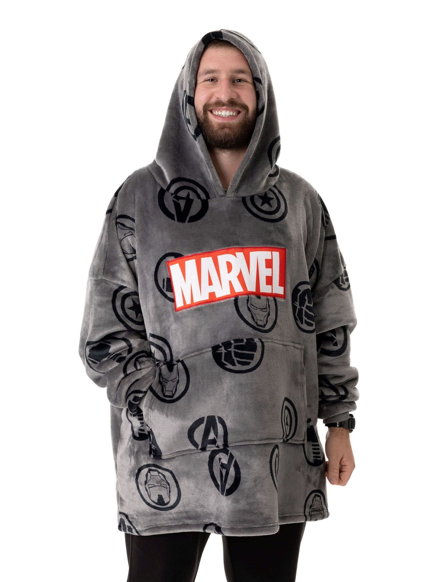 Vanilla Underground Men's Grey Venom Marvel Logo Blanket Hoodie - Image 5