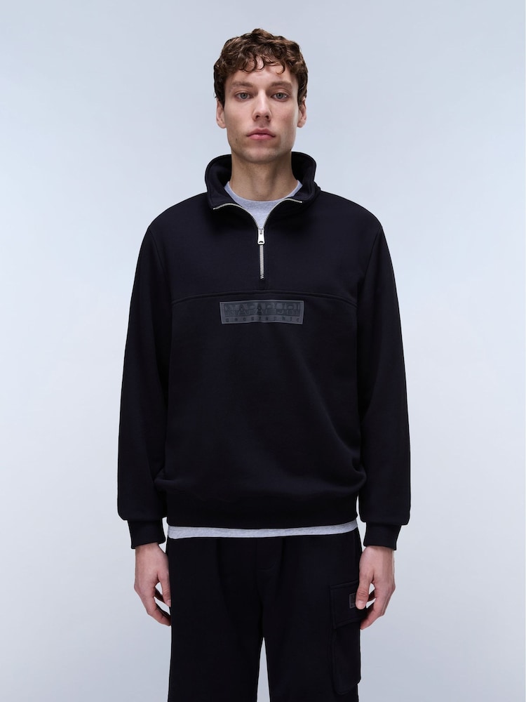 Napapijri Box Logo 1/4 Zip Black Sweatshirt - Image 2 of 5