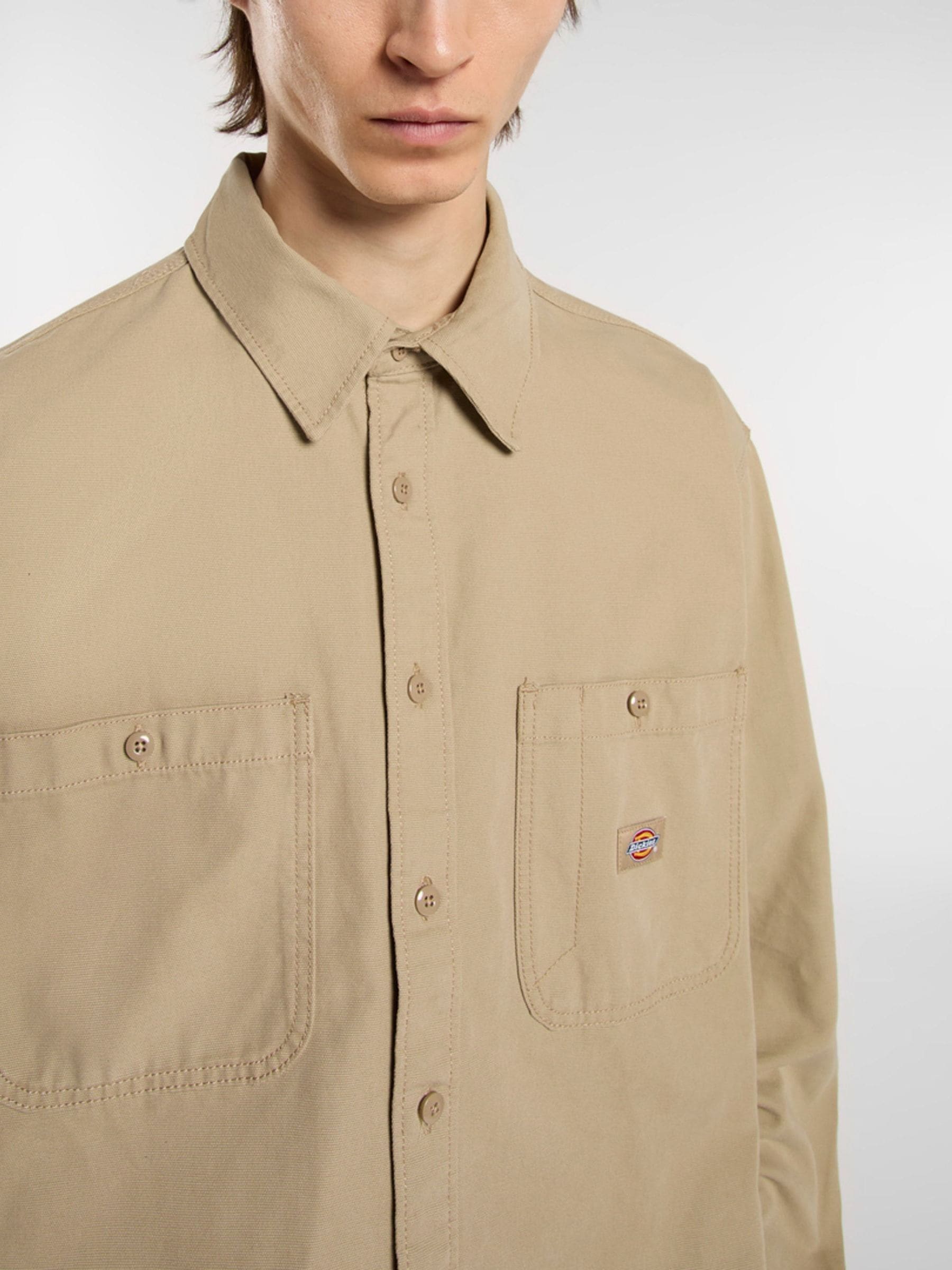 Buy Dickies Sand Canvas Button Through Shirt from Next USA