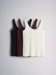 The Set The Set 3 Pack Mesh Trim Vests Dark Navy/Burgundy/Neutral - Image 1 of 6