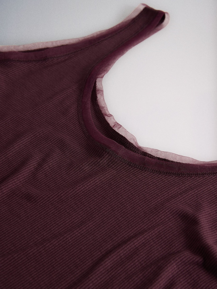 The Set The Set 3 Pack Mesh Trim Vests Dark Navy/Burgundy/Neutral - Image 6 of 6