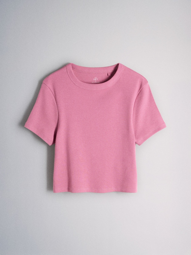 Dark Navy/Plum/Pink/Taupe - T-Shirts za Seti 4 zenye Ribbed Iliyopunguzwa - Picha 2 kati ya 6