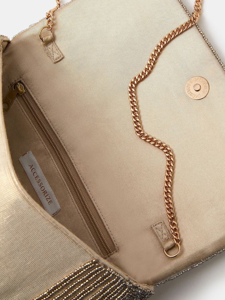 Accessorize Cream Floral Bead Embellished Clutch Bag - Image 2 of 2