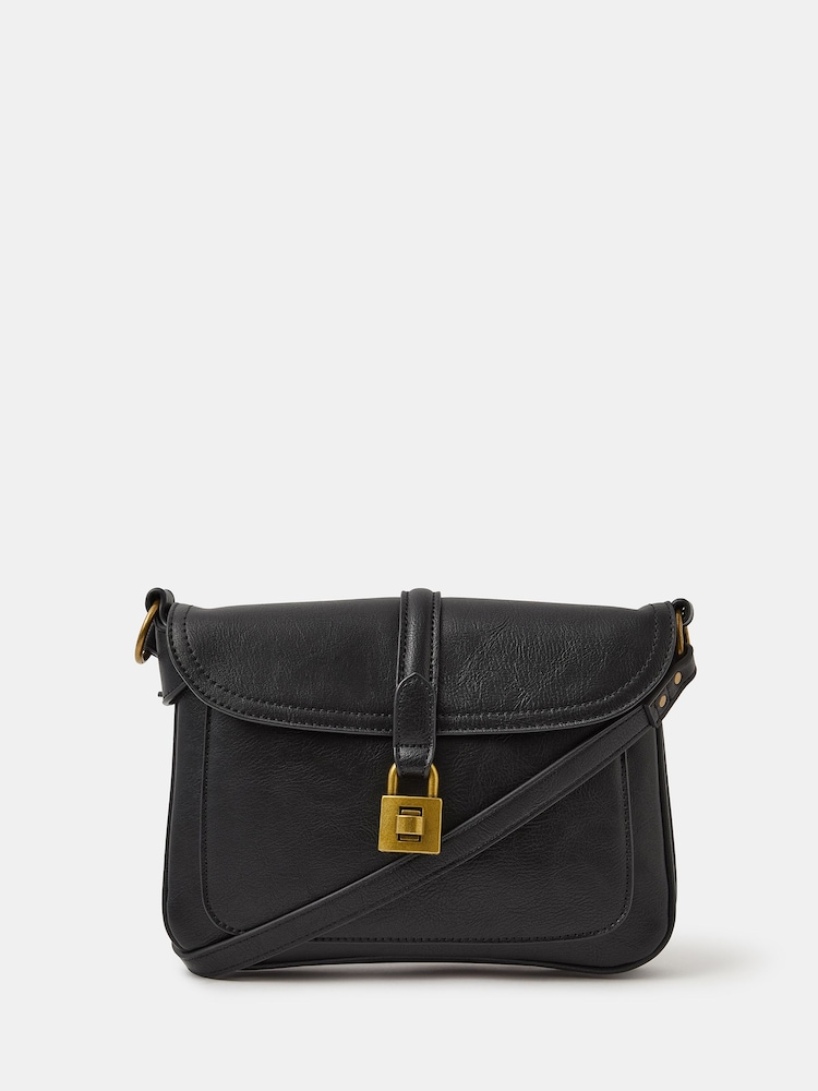 Accessorize Black Padlock Satchel Cross-Body Bag - Image 1 of 2 Accessorize Black Padlock Satchel Cross-Body Bag - Image 1 of 2